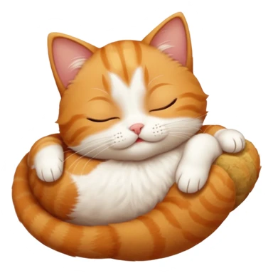 ginger and white small cat in funny positions upside down with eyes closed sticker