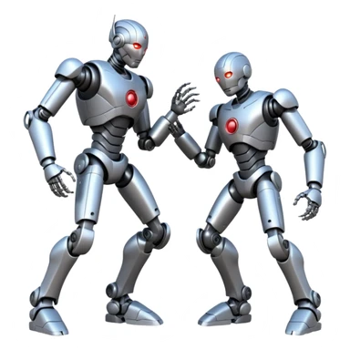 robotic fight between two futuristic robots like ultron   sticker