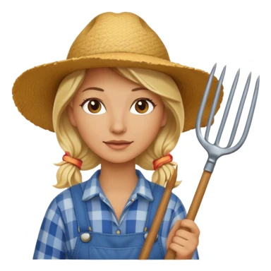 blonde farmer woman with pitchfork sticker