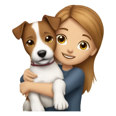 whit brown haired girl hugging jack russell terrier sticker