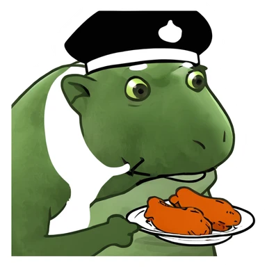 A buffalo eating buffalo wings ￼ sticker