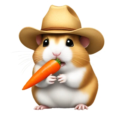 Hamster wearing a cowboy hat eating a carrot  sticker