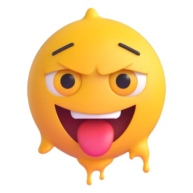 yellow emoji face with crazy eyes, mouth open, tears streaming down sticker