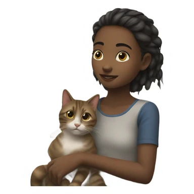 girl with cat by window sticker