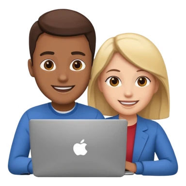 video meeting via laptop 2 people talking and smiling sticker