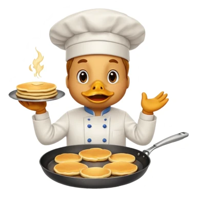 Duck chef is flipping pancakes sticker