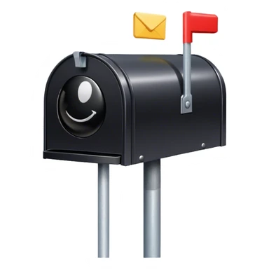 Mailbox with a black sphere inside. The black sphere has a fuse sticker