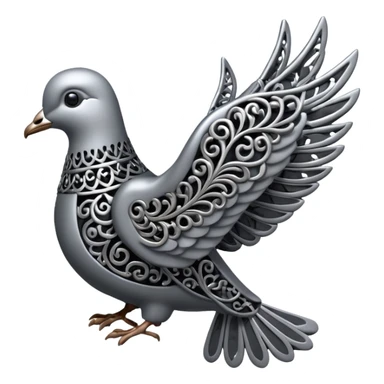 Black and silver filigree dove, 3D, extremely detailed design should face to the right side turned 180 degrees sticker