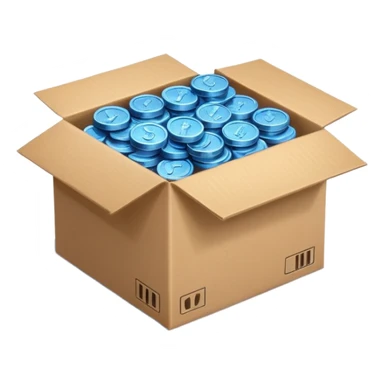 blue coins credit in a cardboard package sticker