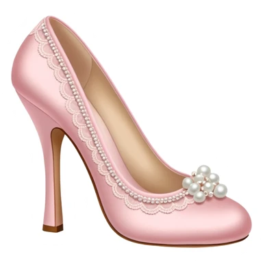 baby pink heel shoe with pearls and lace sticker