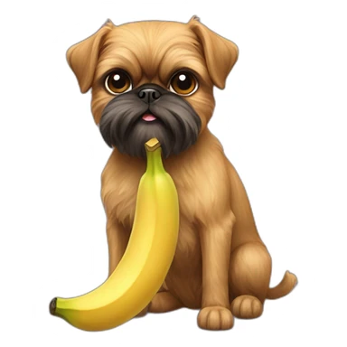 Brussels Griffon eating a banana sticker