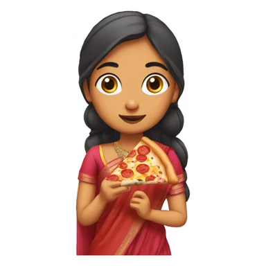 Sikh girl in a sari eating pizza sticker