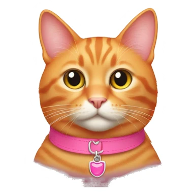 All orange cat with pink collar sticker