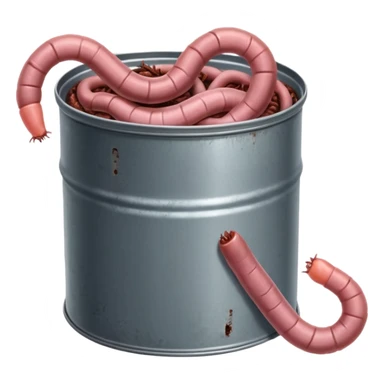 earthworms curled up inside a can of worms sticker
