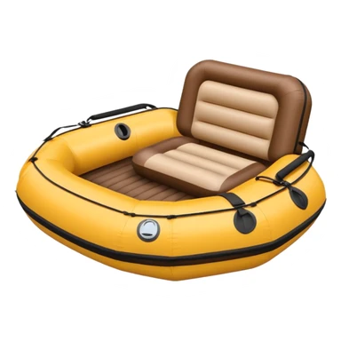 brown round shape inflatable boat with several black chairs around the perimeter sticker