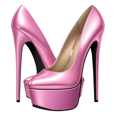  realistic pair of platform pink metallic 10 inch heels sticker