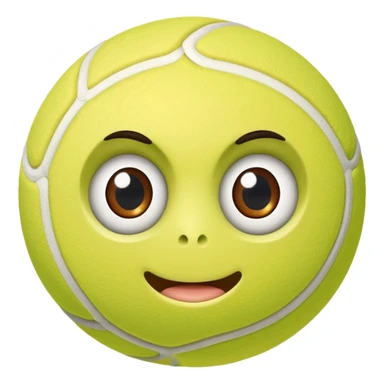 Tennis ball with eyes face legs and gyatt sticker
