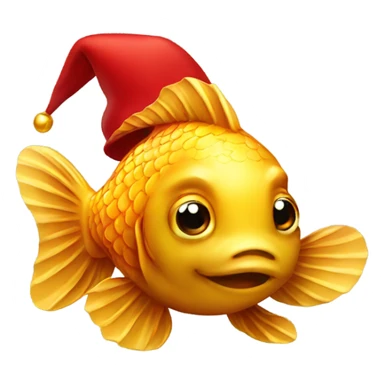 A golden fish with a red hat  sticker