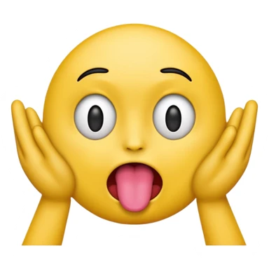 emoji face with a tongue sticking out and two hands on the sides sticker