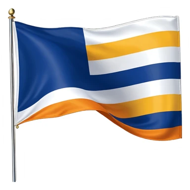 A flag whit darkblue, blue, white, yellow and orange and has 5 stripes white in the middle, blue in next to white left, yellow next to white right, orange next to yellow right, dark blue next to blue left sticker