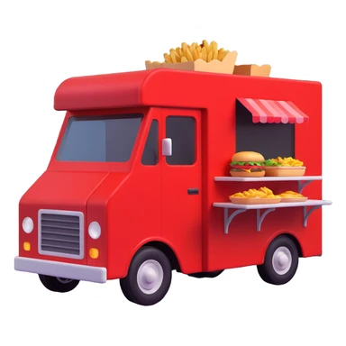generate me a 3D red truck shaorma food truck  sticker
