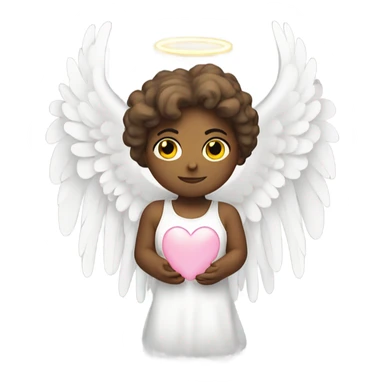 White angel heart with wings and halo sticker