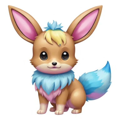 Kawaii Shiny Colorful Pastel Eevee Full Body sticker