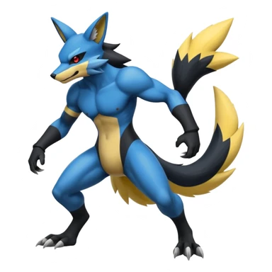 Lucario-Zoroark-Zeraora-Fakémon-hybrid-creature (full body)  sticker