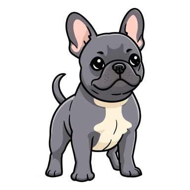 Schwarze französische Bulldogge mit Schlappohren geht am Strand spazieren sticker