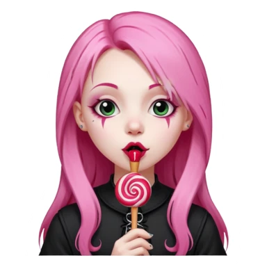 Goth girl with long pink hair licking a lollipop  sticker