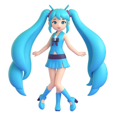 Hatsune Miku with teal twin tails sticker