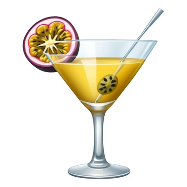 martini glass with half passionfruit sticker
