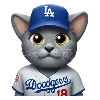 Grey Cat wearing a dodgers uniform crying  sticker