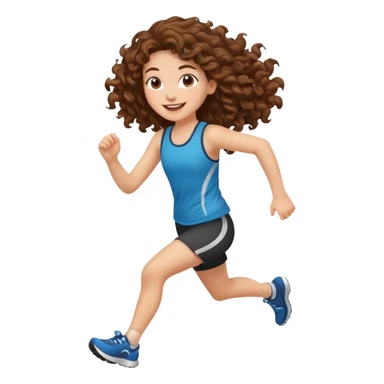 long curly brown hair girl running sticker