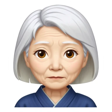 japanese culture old woman with white hair and wrinkles sticker