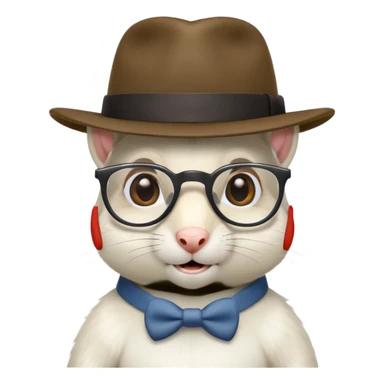 white squirrel with glasses and fedora sticker