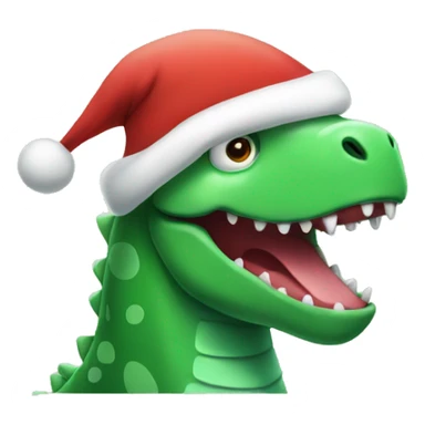 Green Dino wearing Santa hat sticker