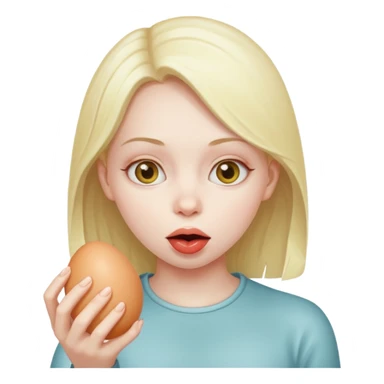 Girl sucking an egg sticker