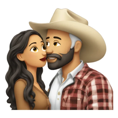 Tall bald bearded cowboy kissing latina  sticker