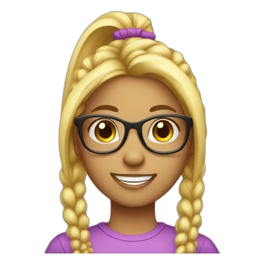 bright hair girl with ponytail with glasses sticker