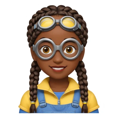 Minion emoji and a smurk like this emoji but a minion so basically that emoji with the goggles and the hair and not a funny head shape 😏  black girl with braids black girl / dark. Skinned girl sticker