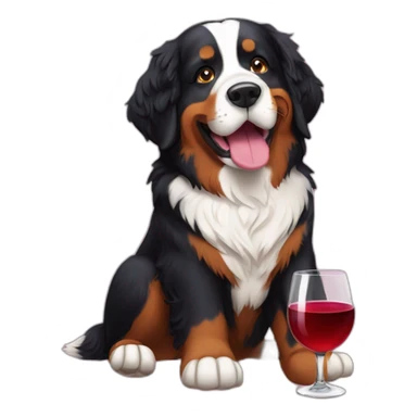 bernese mountain dog drinking good wine sticker