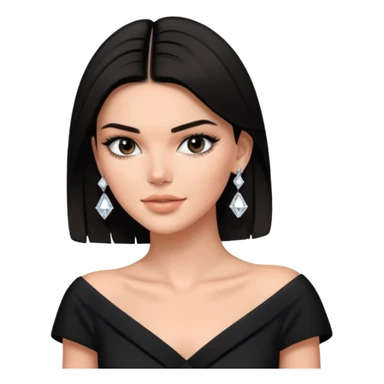 kendall jenner wear diamond earrings, black dress sticker