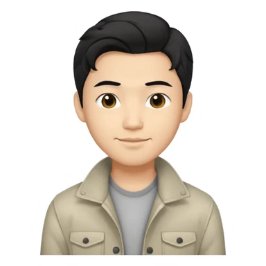 Asian guy wavy hair, dressed cool, demure but with a smirk  sticker