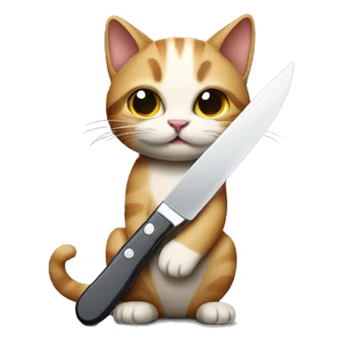 Cat holding a knife sticker