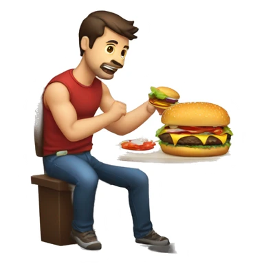 hombre fuerte comiendo hamburguesa123 sticker