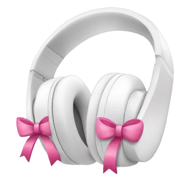 White headphones with cute pink bows in the side sticker