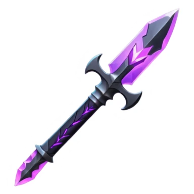 A Discord emoji of a sharpened obsidian blade with a glowing purple rune on the hilt. High-end fantasy style, sleek, metallic black, white background. sticker