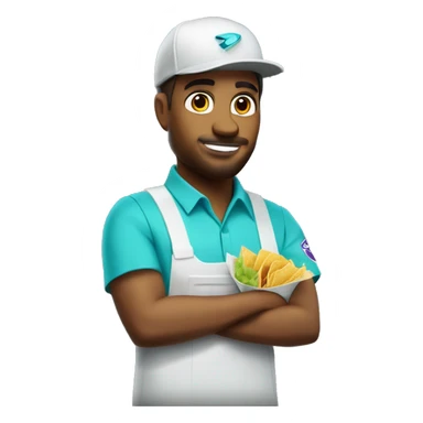 taco bell worker holfing baja blast sticker