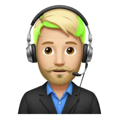 a sales agent with headphones and beard blonde hair sticker